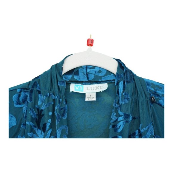 VT Lux Women's Long Sleeve Shirt Small Floral Open Front Sheer‎ Wrap Drape - Picture 6 of 9